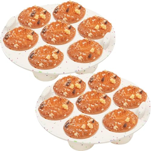 GOKCEN's Silicone Egg Bite Molds [2 Pack] Instant Pot Accessories - Total 14 Cups Muffin Pan for Baking - Food Freezer Tray - Reusable Storage Container (Round - Confetti)