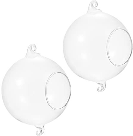 MAGICLULU 2st Glasvase Sukkulenten-Schale Im Glas Votivkerze Pflanzentöpfe Pflanzenständer Runde Kugelvase Töpfe Für Pflanzen Desktop-Glas Kerzenleuchter Klarer Behälter Weiß Geldgras