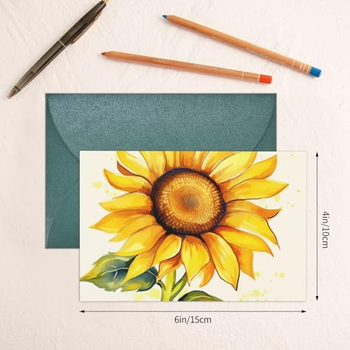 VTCTOASY Grußkarte mit Umschlägen, blanko, Grußkarten für alle Anlässe, Aquarell-, Sonnenblumen-, Blanko-Notizkarte, Jahrestagskarten, innen blanko, Hochzeitskarten für Brautpartys, Hochzeiten
