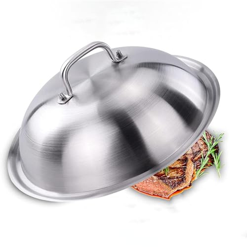Wensmy Stainless Steel Round Basting Cover Melting Dome and Burger Cover Burger Steamer Cheese Melter Dome Steaming Cover Griddle Grill Accessories