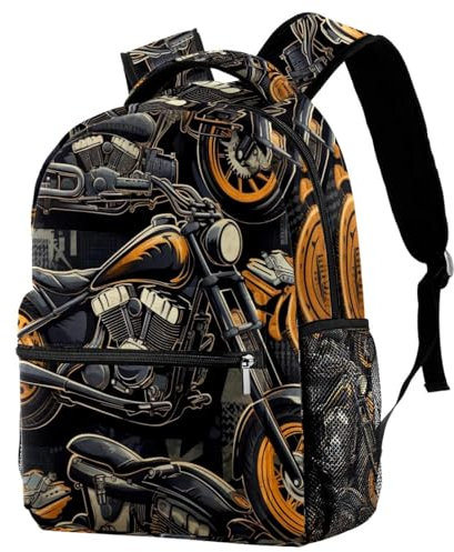 Vintage-Motorrad-Rucksack für Kinder, Lagre-Kapazität, Tagesrucksack, Schultasche, Büchertasche für Teenager, Grundschule, mehrfarbig, One size