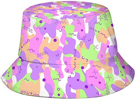 KWQDOZF Grüne Camouflage-Anglerhüte, modische Sonnenkappe, verstaubarer Outdoor-Anglerhut mit Camouflage-Muster für Damen und Herren