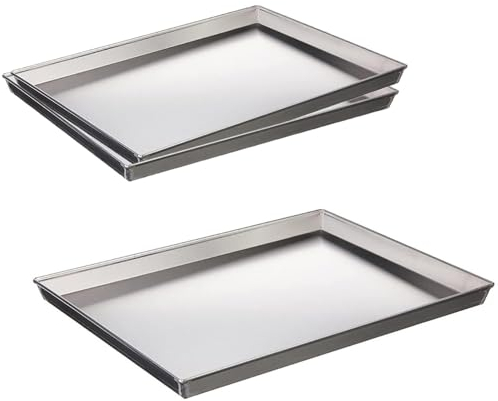 Paluplus 3 Teglie Rettangolari da Forno, Misura 30x40 cm, Placca in Alluminio con orlo alto 3 cm Svasato, Teglia Professionale per Pizza, Focaccia, Biscotti, Pane, Made in Italy -3999