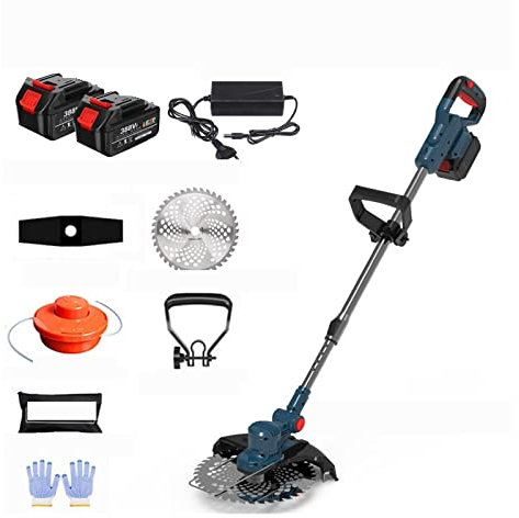 Hedge Trimmer,Grass Cutter,Hedge Shear,Lawn Mower, Brushless Electric Lawn Mower Grass Trimmer Cordless Lawn Trimmer With 2 Lithium Batteries Adjustable Handheld Line Reel for Garden, Lawn(With 2 batt
