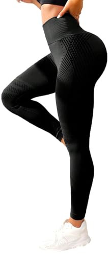 Ceralia Legging Femme 3D de Compression, Taille Haute Gainant, sans Coutures, Leggings Sport pour Yoga et Fitness