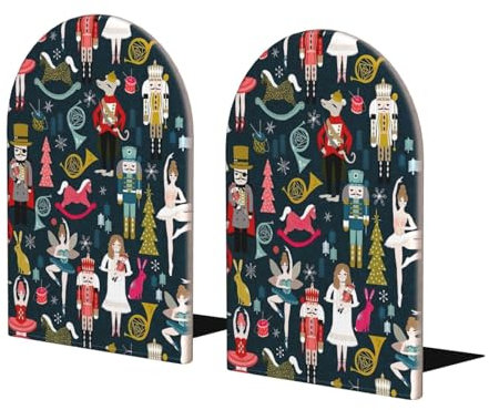 Lot de 2 serre-livres en bois pour étagères Motif casse-noisette