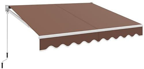 GYMAX Tenda da Sole per Balcone, Tende da Sole a Bracci Estensibili con Tettuccio Impermeabile e Protezione Solare, Tenda da Sole per Esterno Avvolgibile (Marrone, 295 x 200 cm)