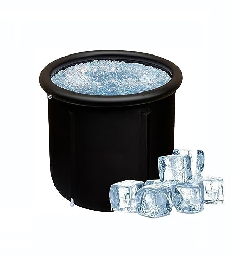 Tragbare Eisbadewanne für Sportler mit Deckel (Paket A) Aufblasbare Badewanne für Erwachsene mit Abfluss, freistehende, faltbare Whirlpoolwanne für draußen und drinnen (Farbe: Schwarzer Oberring, Gr