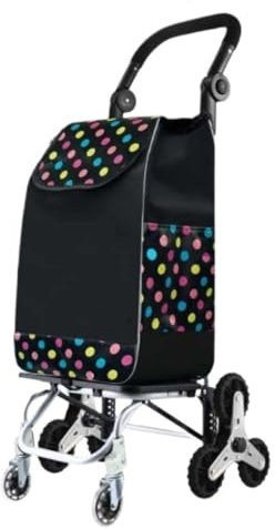 BOGAZY Einkaufstrolley Einkaufswagen Einkaufstrolley Auf 6 Rädern, Faltbarer Einkaufswagen, Trolley Mit Treppensteigfunktion Und Wasserdichter Funktion Einkaufstrolley Klappbar(Black)