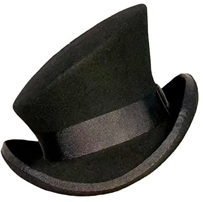 FGUUTYM Asymmetrischer Zylinder Wollhut Damen Herren Unisex Hut Steam Punk Hut Zylinder Mode Dekorativer Hut Winter Kappe (Black, One Size)