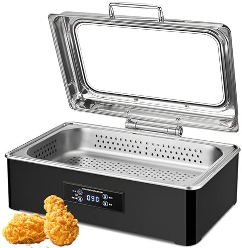 QUTBAG Réchaud électrique 500 W, 35~90 °C réglable en Acier Inoxydable, Chauffe-Aliments, poêle de Cuisine Commerciale, pour Restaurant, Restauration, fêtes, banquets 9L(Punching) Single Grid