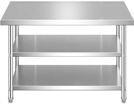 Tavolo da cucina in acciaio inox, Tavolo da lavoro in acciaio inox, tavolo da cucina con piedini regolabili, per Ristorante, Hotel, Albergo, Piano di Lavoro da Cucina Commerciale(70*40*80cm/27.5*15.7*