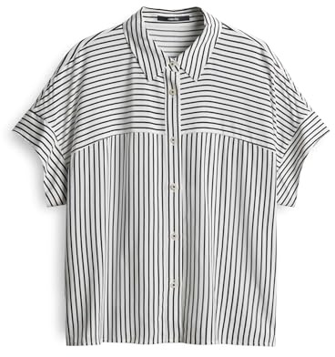 someday Damen Kurzarmbluse | Streifenbluse ZAVINA aus fliessender nachhaltiger Viskose Black, 38