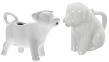 PartyKindom 2pcs Animal Shaped Ceramic Pot Handle for Cafes Small Milk Pitcher Pouring Milk Cup Decorative Animal Creamer Handle