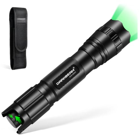 DARKBEAM Lampe Torche LED Ultra Puissante Verte Rechargeable, Diminution Progressive Zoomable Portable Lampe de Poche à lumière Vert pour le Chasse, Camping, Observation, Pêche, Recherche, Sauvetage