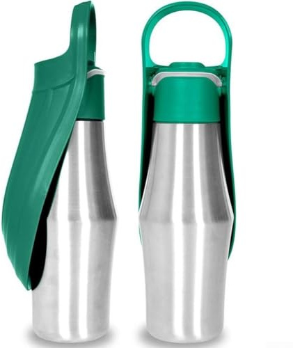 Borraccia per cani da 750 ml, design portatile per attività all'aperto, a prova di perdite, ciotola per animali domestici (verde)