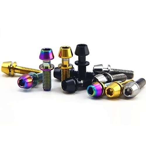 Tornillos de titanio M4 x 15 mm, cono de vástago de bicicleta, enchufe hexagonal con pernos cautivos M6 Ti, tornillos Ti (color: negro, dimensiones: M4 x 15 mm)