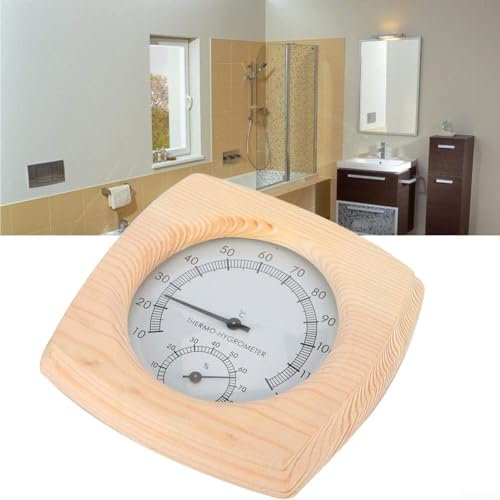 2 In 1 Sauna Thermometer And Hygrometer, Wooden Sauna Room Steam Room Temperature Humidity Meter 140mmx140mmx25mm