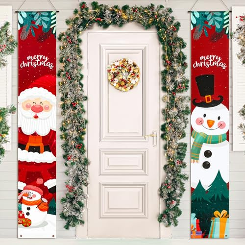 Yesaler Pancartas de Feliz Navidad Decoración Festiva para Porche y Puerta Delantera Exterior Navidad Porche Banners (34)