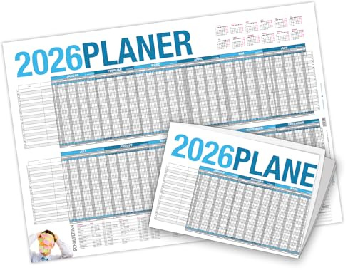 itenga Urlaubsplaner Wandkalender DIN A2 (59,4 x 42,0 cm) 250g/m² Personalplaner, gefalzt (2026)