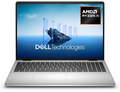 Dell 16 Laptop DC16256 Copilot+ PC 16-Inch 2K (1920x1200), AMD Ryzen AI 7 350, AMD Radeon Graphics, 32GB DDR5 RAM, 1TB SSD, Windows 11 Home, Fingerprint Reader, UK Qwerty Backlit Keyboard, Silver