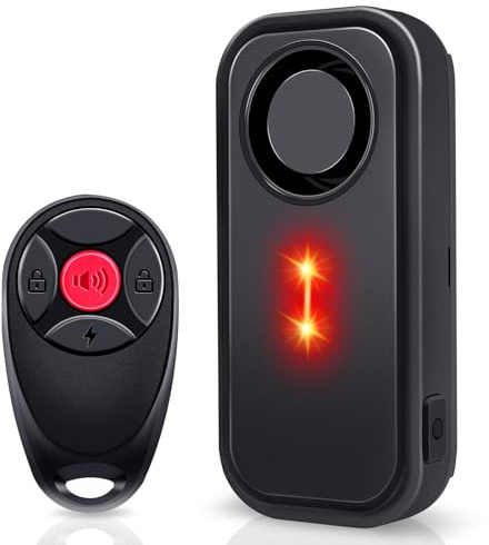 Cruxer Fahrrad / Auto Diebstahlwarnanlage Alarm, Vibrations Sensor Alarm mit Max. 113 dB, Kabelloses Fernbedienungs, 7 Empfindlichkeitsstufen, IP66 Wasserdicht für Fahrräder, Auto, Motorräder, Roller