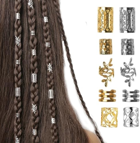200 Stück Haarschmuck gold silber|Hair accessories|dreadlocks schmuck | Wikinger Haarschmuck Silber,Haarschmucks Pira für Männer Frauen Mädchen und Jungen Zöpfe