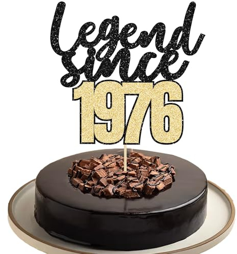 Gyufise 1Pcs Legend Since 1976 Cake Topper Glitter Fifty Five Happy 50th Birthday Cake Pick Cheers to 50 Years Cake Decoration for 50th Birthday Wedding Anniversary Party Decorations Supplies