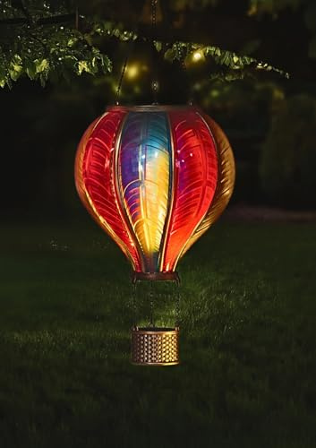Garden Mile Mini Solar Hot Air Balloon Lantern with Flame Effect LED