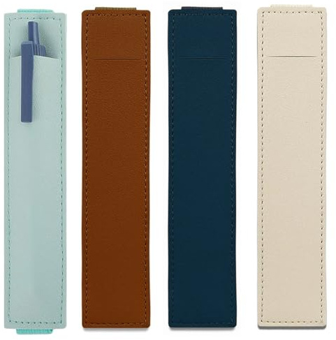 4 Porte Stylo Carnet - Porte Crayon Bureau - Etui à Stylos avec Bande Elastique - Boucle pour Stylo Réutilisable - Porte Stylo en Cuir pour Carnet, Agenda, Bloc-notes