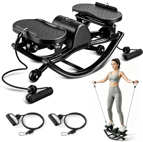 Stepper,Rock Stepper,Mit Power Ropes Sidestepper,fitnessgeräte für zuhause,Trainer bis 200kg,für effektives Bein/Arm/Po Training,Fitnessgerät für Zuhause,Wohnung und Studentenwohnheim