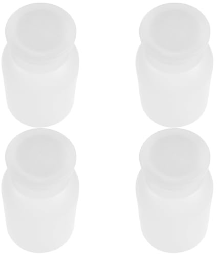 NUOBESTY Set di 4 Bottiglie per Coltivazione di Funghi Enoki in Plastica Bianca da 1100ml, Riutilizzabili con Supporto la Circolazione dell'Aria, per Giardinaggio Domestico