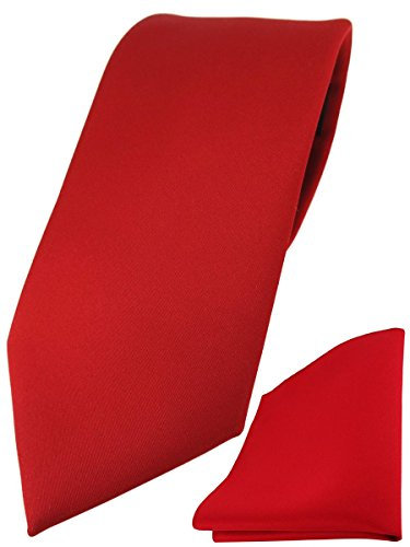 TigerTie Herren Krawatte – Klassische 7,5 cm Krawatte Designer Einstecktuch in rot einfarbigem Design, ideal für Geschäftstermine, festliche Anlässe und die Freizeit