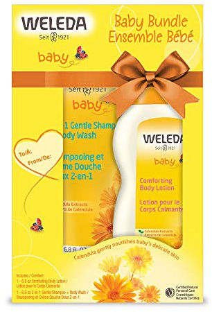 Weleda Baby Calendula Body Lotion and Shampoo-Body Wash Bundle, 6.8 Fluid Ounce (Pack of 2), Plant Rich Baby Care with Calendula and Sweet Almond Oil