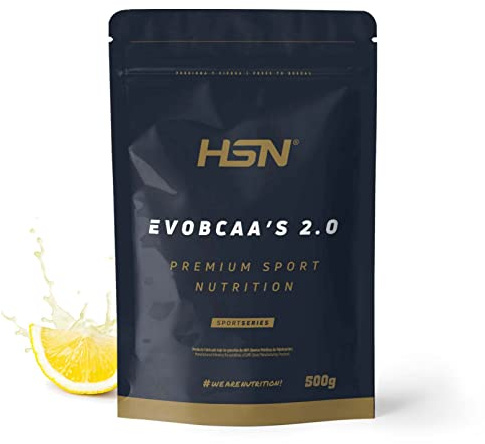 HSN BCAA con Glutamina Evobcaa's 2.0 | Limón 500g | Aminoácidos Ramificados Ratio 12:1:1 (Leucina + Valina + Isoleucina) | No Incluye Dosificador | No-GMO, Vegano, Sin Gluten