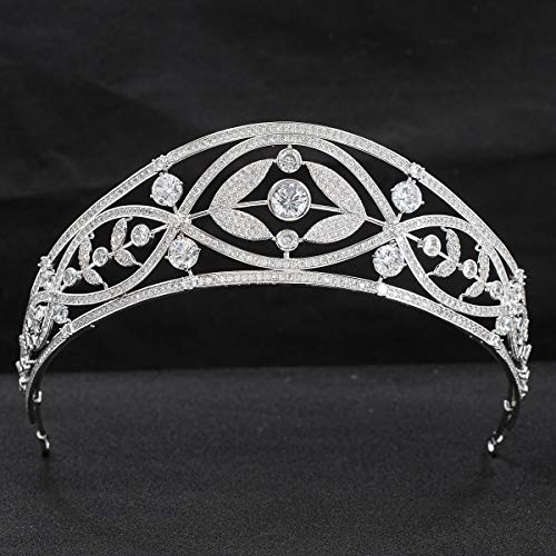 Klassischer Zirkonia-Diadem für Hochzeit, Brautschmuck, königliche Blätter, Diadem für Frauen, Haar-Accessoires, Schmuck CH10332