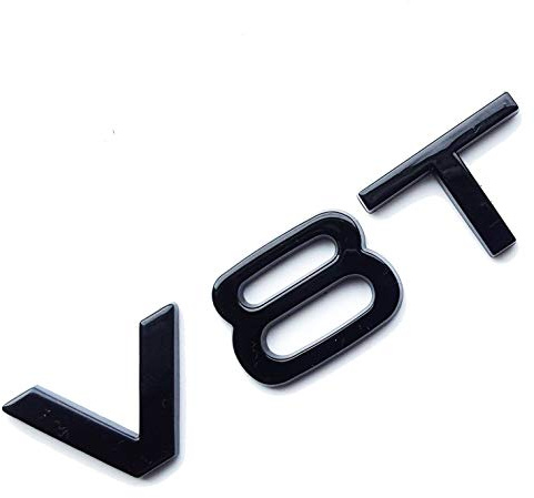 MCK Auto – V8T – Emblema adhesivo negro brillante para guardabarros delantero y trasero negro brillante para maletero HB9L1