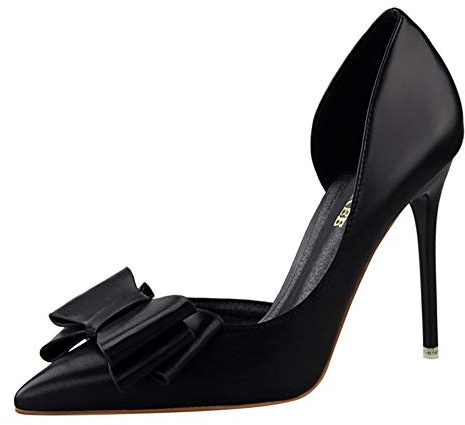 Femme Chaussure Escarpin Mode Nœud Papillon Dame Stiletto Entailler Talon Haut PU Aiguille Sexy Talon Aiguille 10.5 CM Mariage Club Soirée