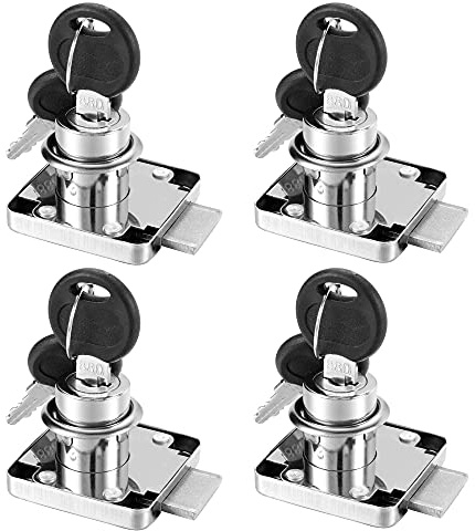Kitmose 4 Pack Cabinet Drawer Locks with Keys 3/4 Cylinder Cam Drawer Lock