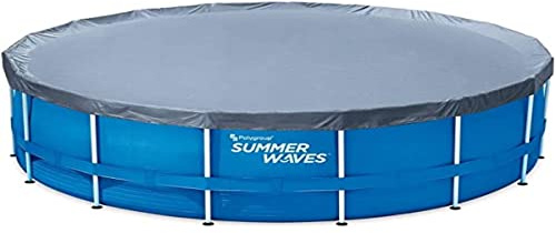 Summer Waves Bâche pour Piscine Tubulaire Hors-Sol 4,57m, Rabat pour Piscine Ronde - Protection 4 Saisons - Barrière Contre Les Végétaux, Les Algues et Les Insectes - Maintien de la Température 11536