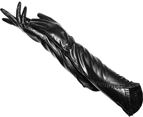 Einfache Winter-Lederhandschuhe, hohe Qualität, lange Lederhandschuhe für Damen, schwarzes Schaffell, lange Handschuhe
