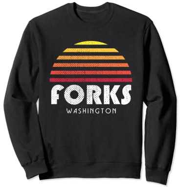 Forks Washington Mountains Retro Sunset Vacation Sweatshirt