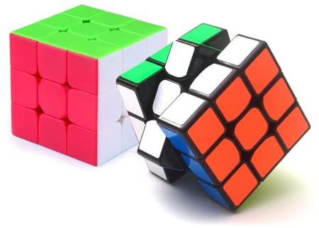 Magischer Würfel, 3 x 3 cm, Schwarz + Eimer, selbstklebend, 3 x 3 Neonfarben, Würfel Yong, Spielzeug, 3D-Puzzle, für Kinder und Erwachsene.