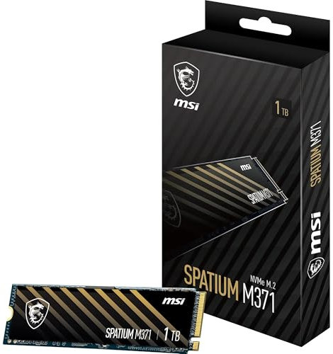 MSI Spatium M371 SSD 1TB PCIe 3.0 NVMe M.2 Unidad de Estado sólido Interna, 2350MB/s de Lectura y 1700MB/s de Escritura, 3D NAND, Seguridad de Datos integrada, Center