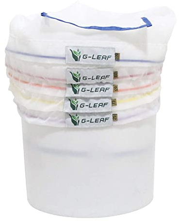 G-LEAF All Mesh Bubble Bag 20L 5 Gallon 5 Beutel Krautig EIS Luftblasenbeutel Extraction Essenz Pflanzsäcke 25 Mikron Presssieb und Aufbewahrungsbeutel Kit für Kräuterextraktion und Produktion