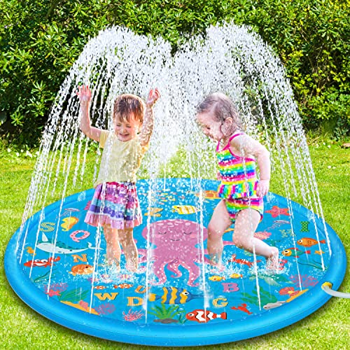 Lubibi Tappetino Gioco d'Acqua per Bambini, 67in/170cm Spruzzi e Splash Tappeto Gioco d'Acqua da Outdoor Estivi Giardino Portatili per Ragazzi e Ragazze,Splash Pad d'Acqua Giocattoli(Alfabeto)