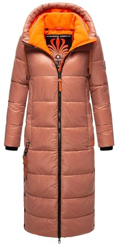 Navahoo Schmuseengel Varm kviltad vinterkappa med huva, storlek XS–XXL, Terrakotta, XS