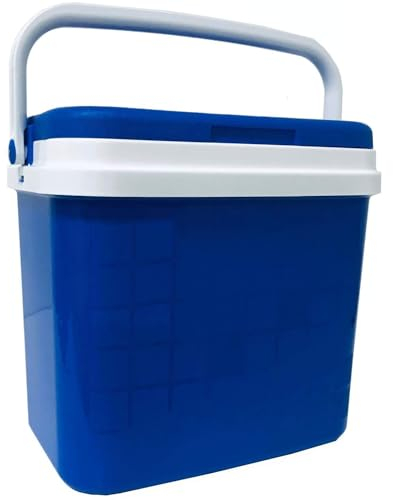 KROWN - Nevera Portátil Térmica, Azul y Blanco, Polipropileno, Ideal para Actividades al Aire Libre en el Jardín, Camping, Barbacoas, Picnic, Playa, Capacidad 25 L.