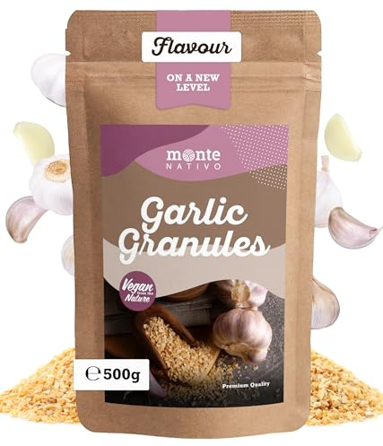 Knoblauch Granulat Monte Nativo (500g) - Aromatisches Knoblauchgranulat | Garlic Powder - Schonend getrocknete und aromatische Gewürze ideal zum Kochen und Würzen - Intesiver Geschmack