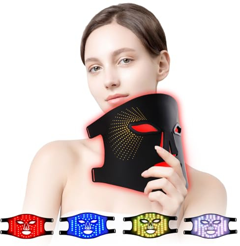USUIELIGHT LED Gesichtsmaske Lichttherapie LED Maske Gesicht für Hautpflege | Rotlichttherapie, 4 Farben, für Alle Hauttypen, Heimgebrauch, Reisender Einsatz, Anti-Aging, Faltenreduzierung, Schwarz